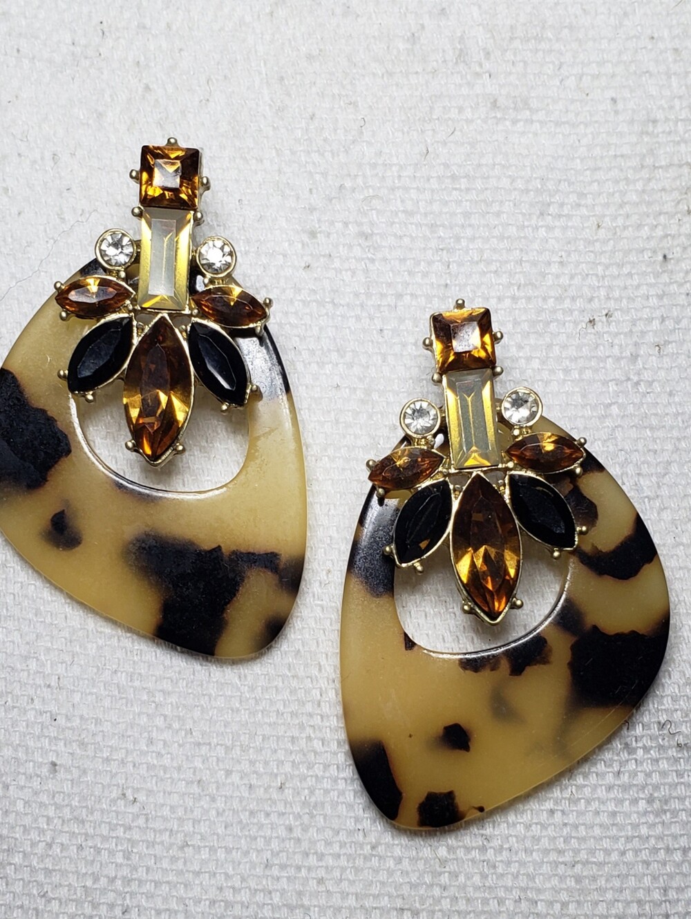 Tortoise and Rhinestone Earrings